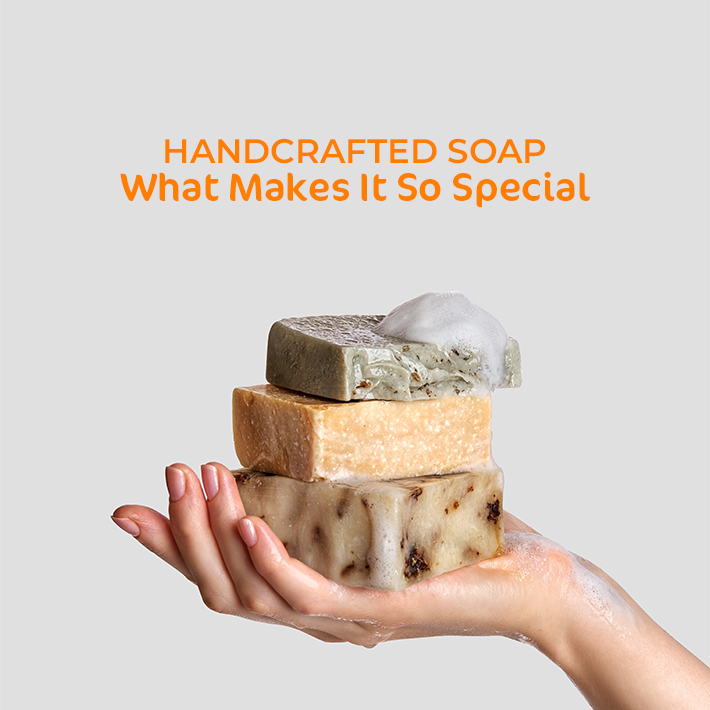 A hand holding handcrafted soap